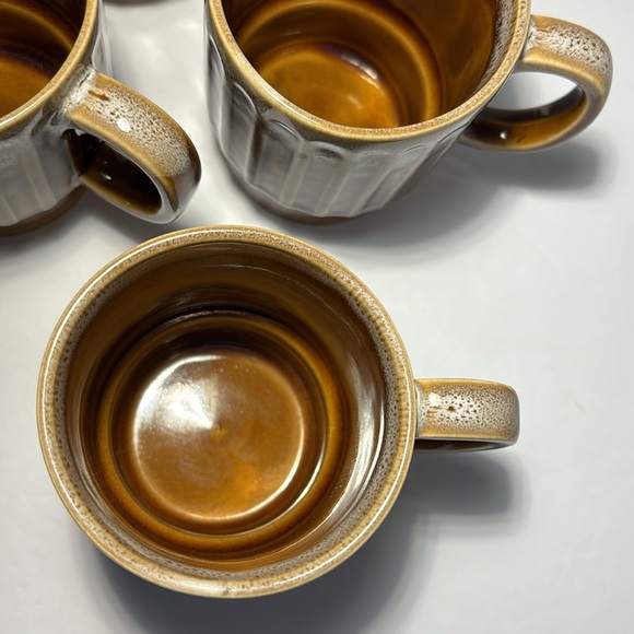 4 Stackable Drip Glaze Coffee Mugs Japan Brown Ceramic 6 OZS 3 1/2”H Set Of 4 - Picture 5 of 15